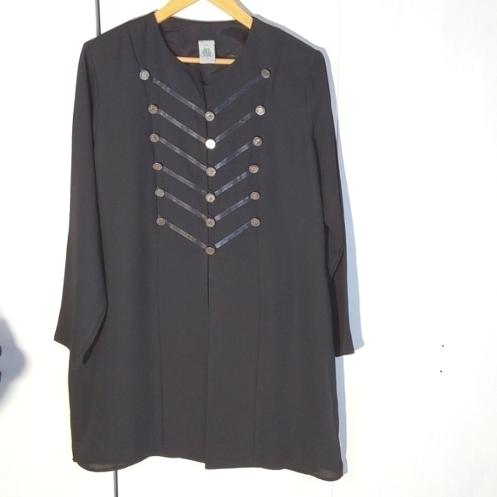Black Military Style Jacket Black Uniform Steam Punk Edgy Cos Play Sz.40